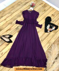 Beli lastikli şifon elbise