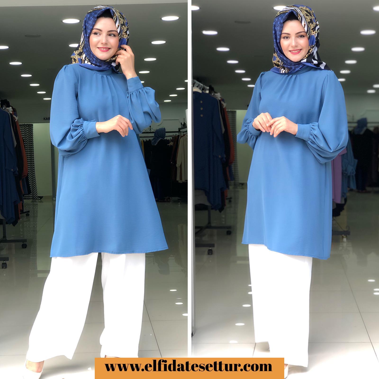 Ayrobin kumaş balon kol tunik - Görsel 4