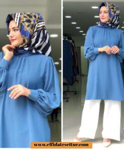 Ayrobin kumaş balon kol tunik