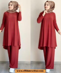 Sandy kumaş tunik pantolon takım