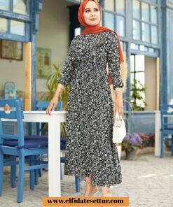 Minik çiçek desenli fırfırlı elbise