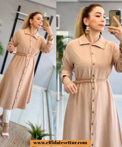 Ayrobin kumaş düğmeli tunik