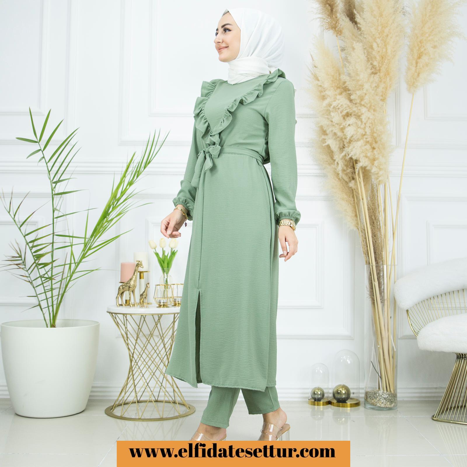 Ayrobin uzun tunik pantolon takım - Görsel 4