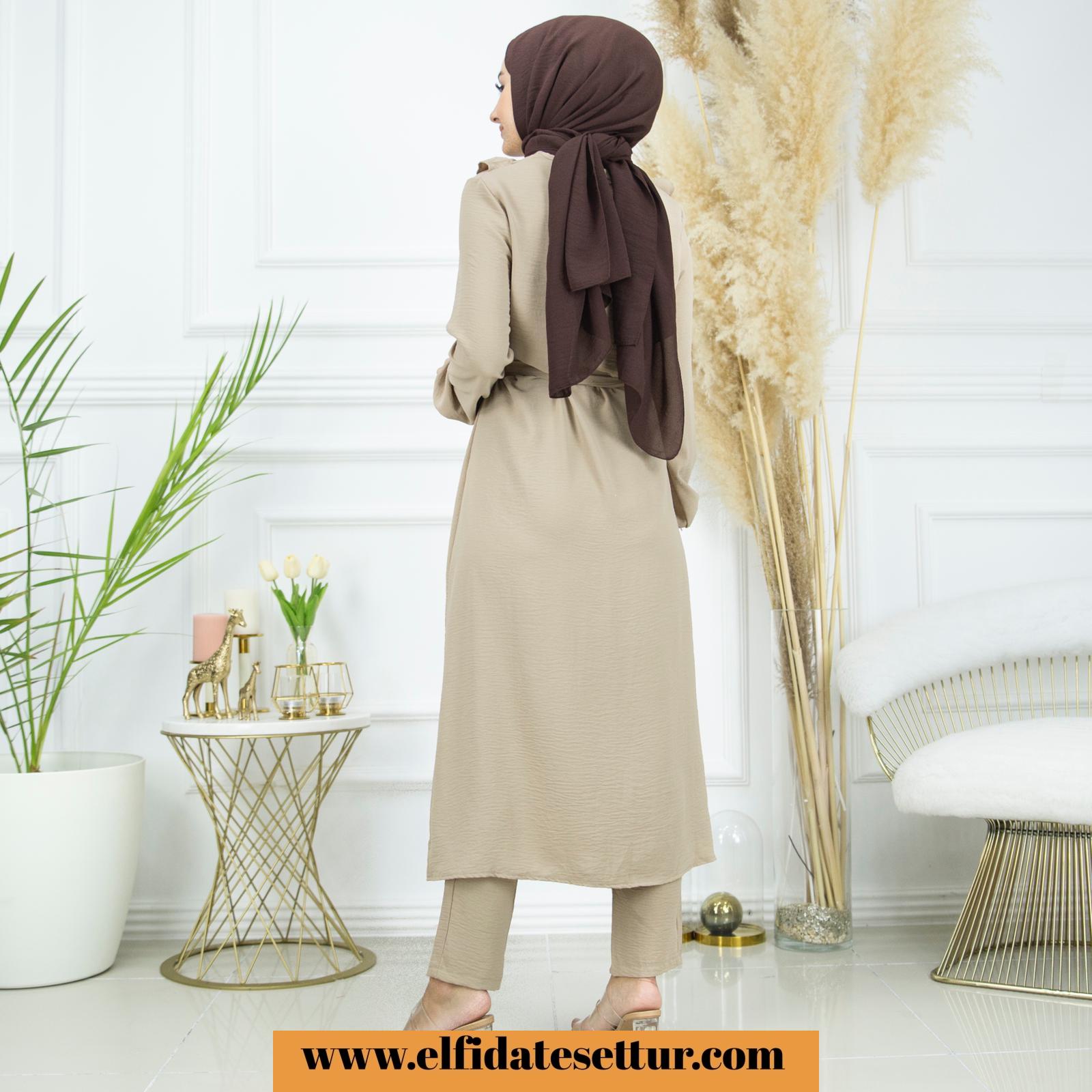 Ayrobin uzun tunik pantolon takım - Görsel 8