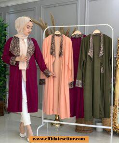 Leopar desenli büyük beden kap