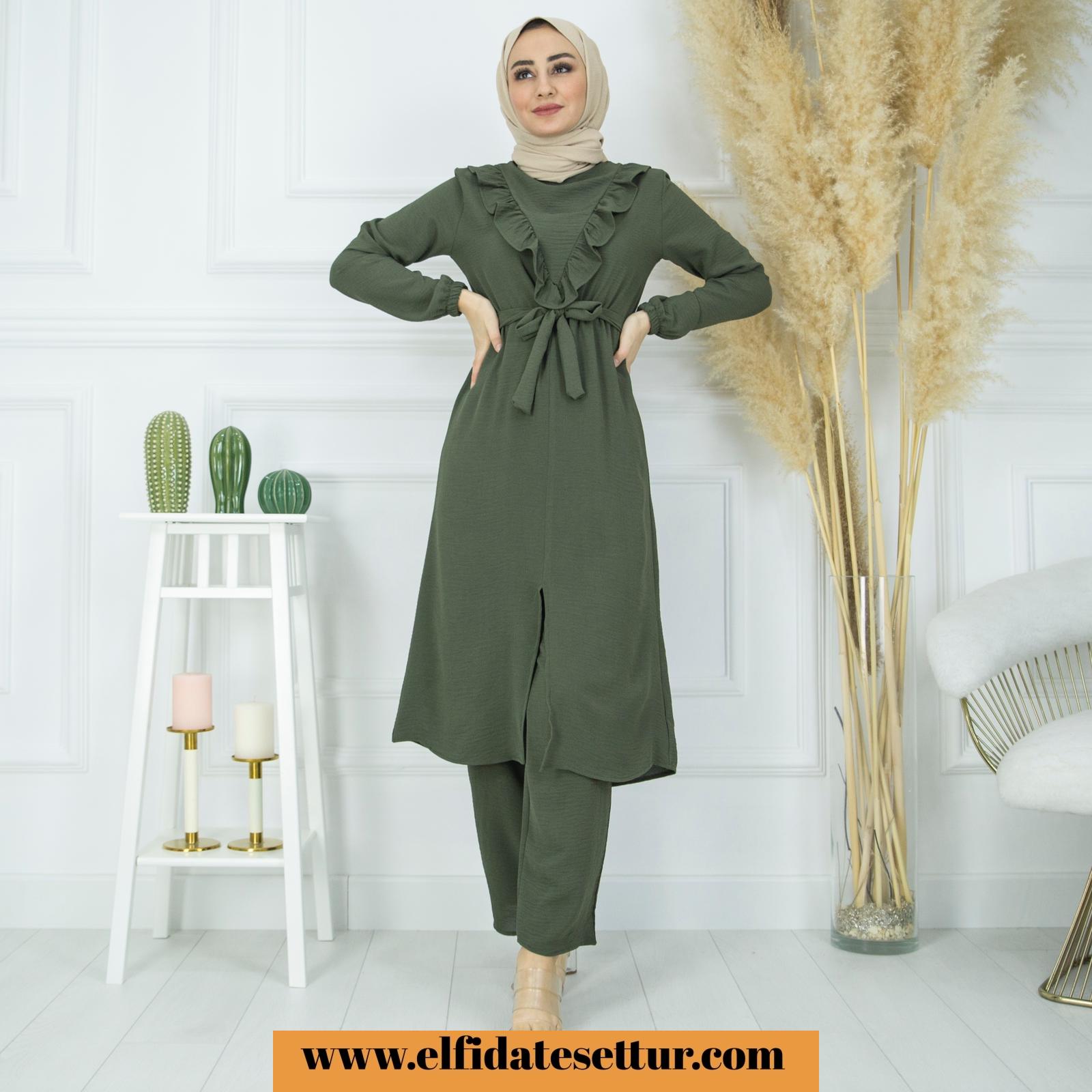 Ayrobin uzun tunik pantolon takım - Görsel 14