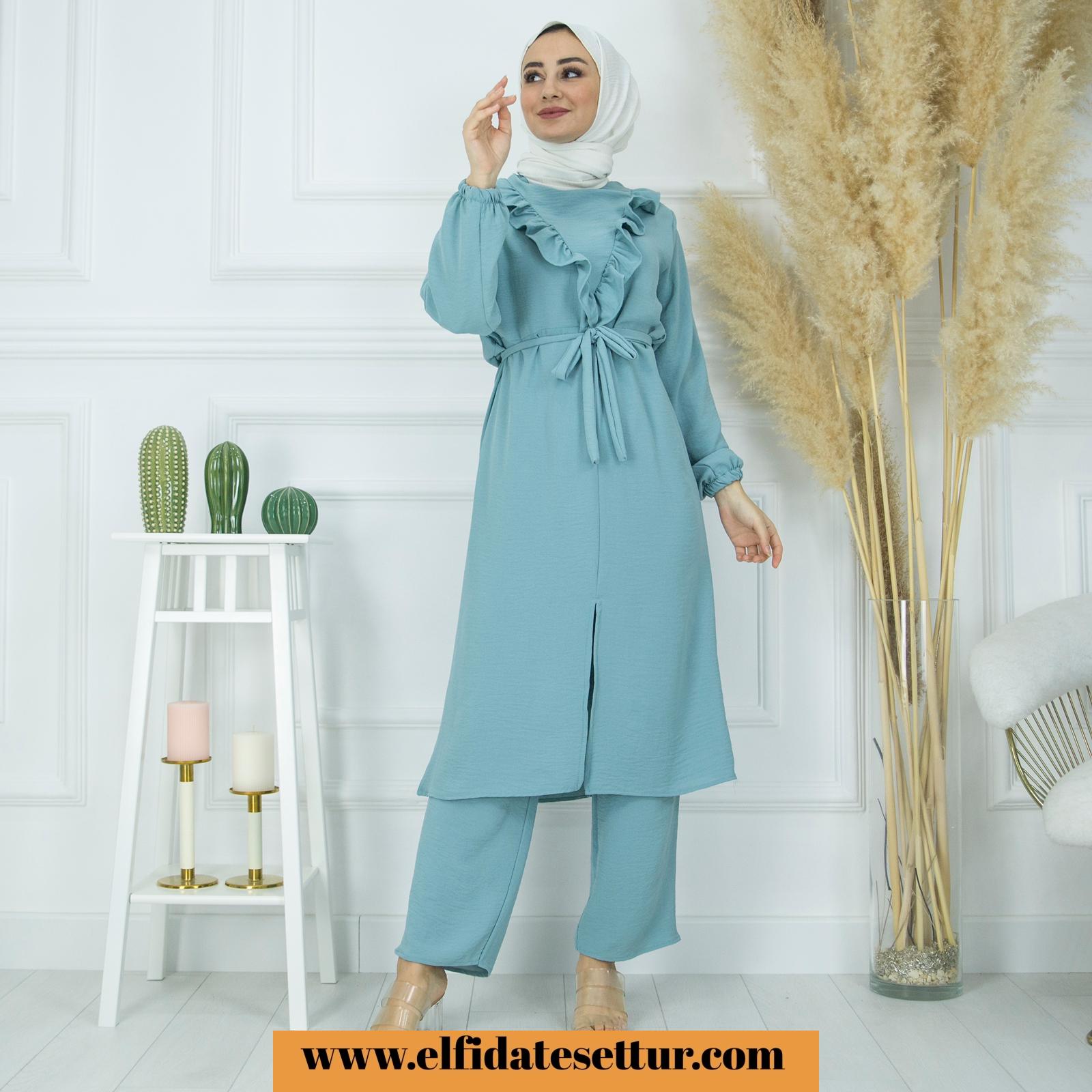 Ayrobin uzun tunik pantolon takım - Görsel 9