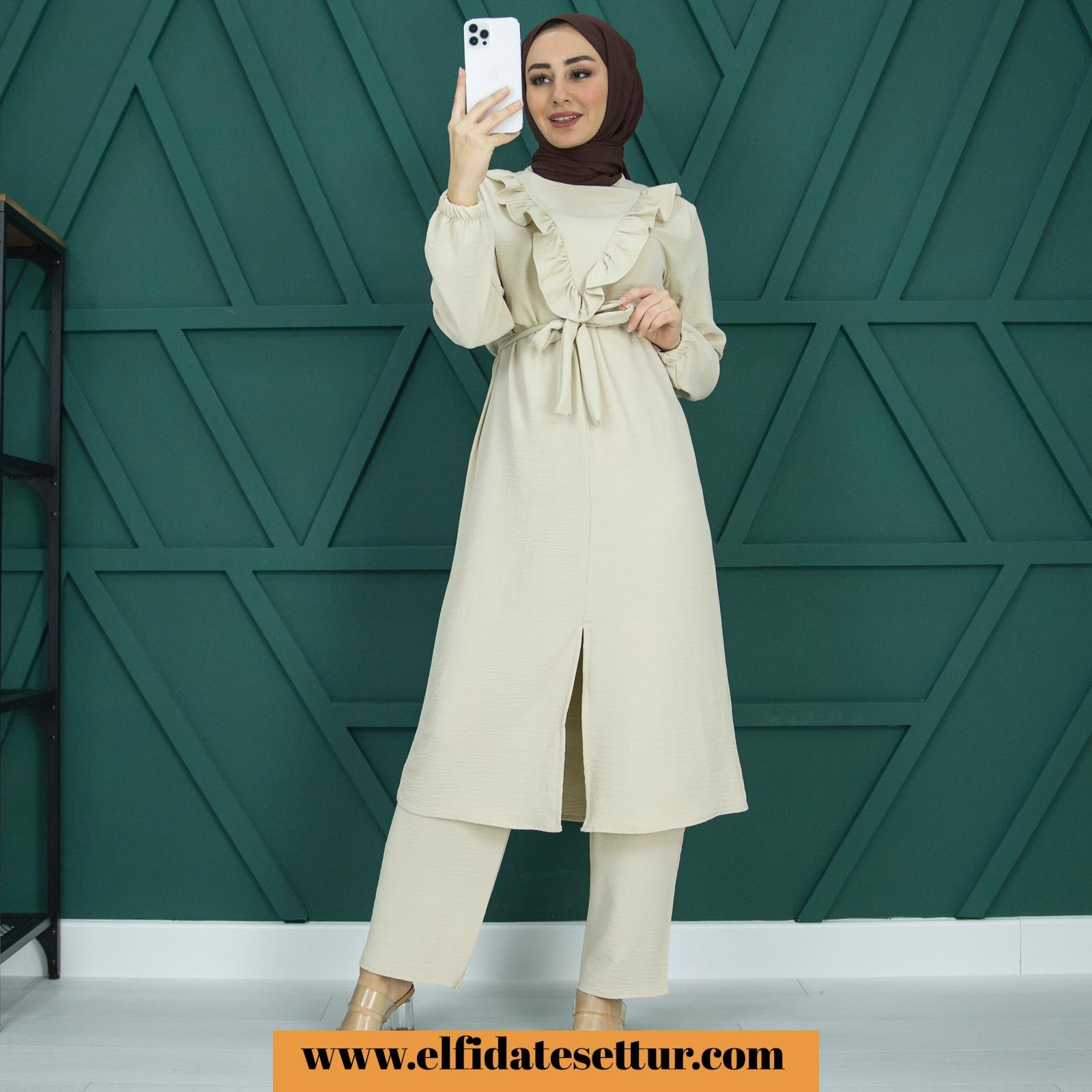 Ayrobin uzun tunik pantolon takım - Görsel 11