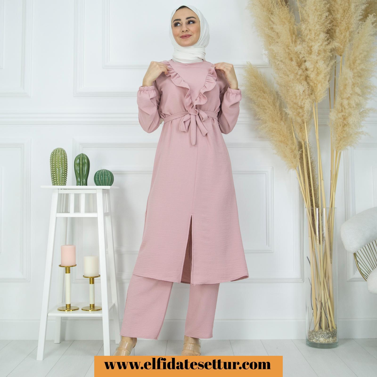 Ayrobin uzun tunik pantolon takım - Görsel 10