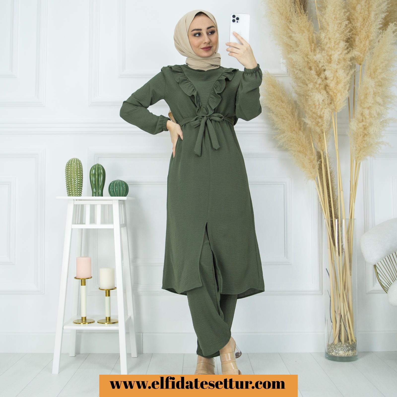 Ayrobin uzun tunik pantolon takım - Görsel 15