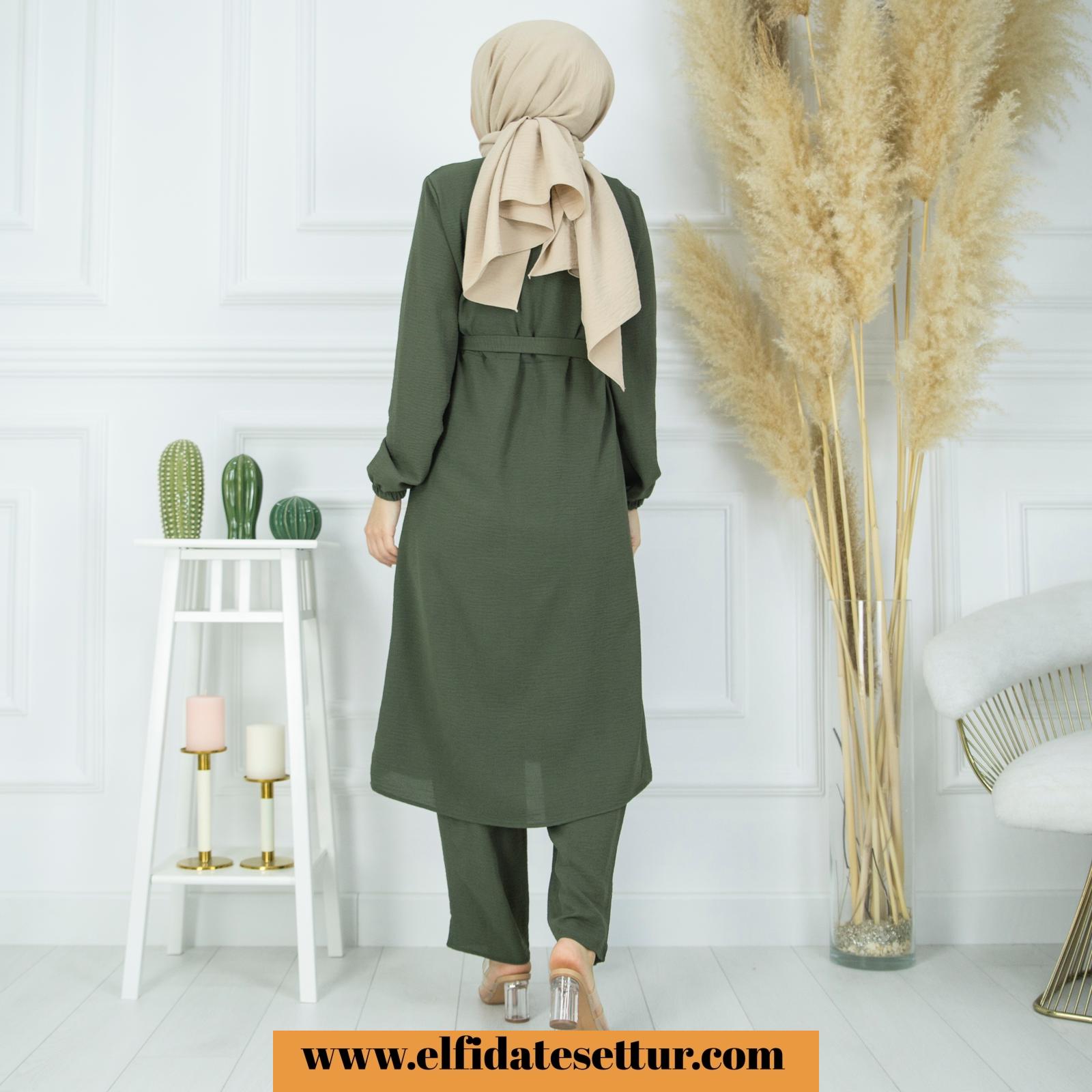 Ayrobin uzun tunik pantolon takım - Görsel 16