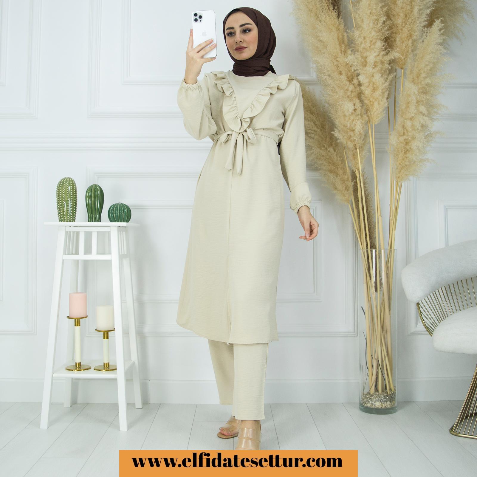 Ayrobin uzun tunik pantolon takım - Görsel 12