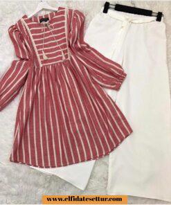 Çizgili tunik takım