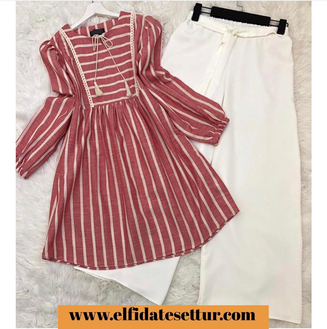 Çizgili tunik takım