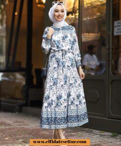 Desenli viskon elbise