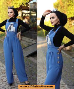 Ayrobin kumaş salopet pantolon