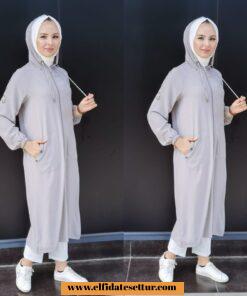 Ayrobin kumaş uzun düğmeli tunik