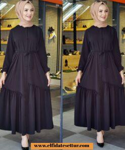 Dökümlü krep ferace abaya