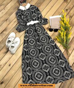 Kaşkorse desenli elbise