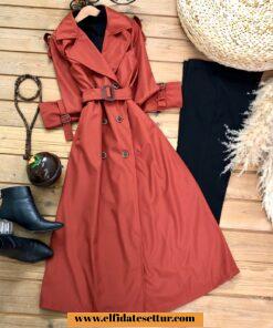 Bondit kumaş trençkot