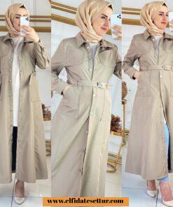 Bondit kumaş trençkot