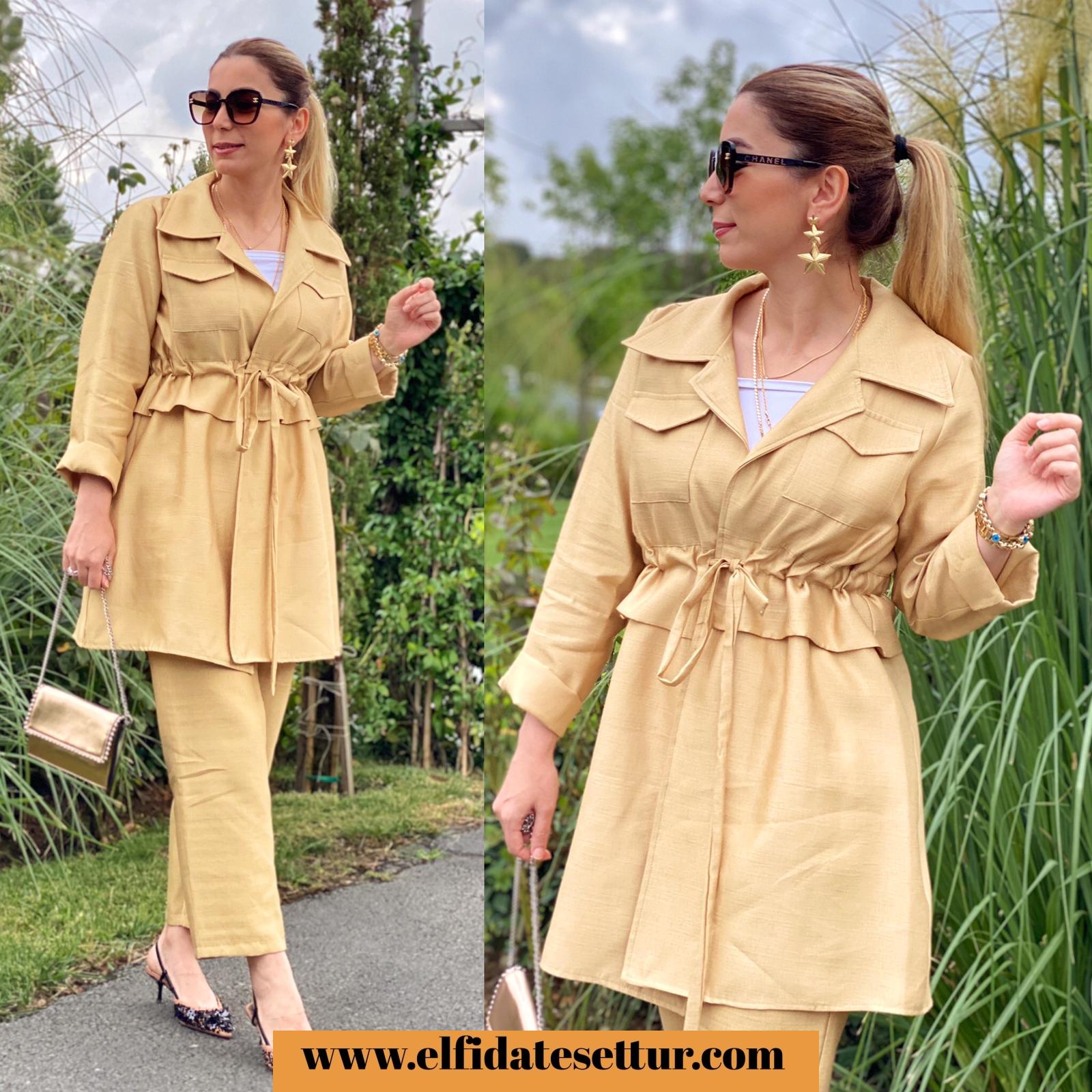 Keten ceket pantolon takım - Görsel 5