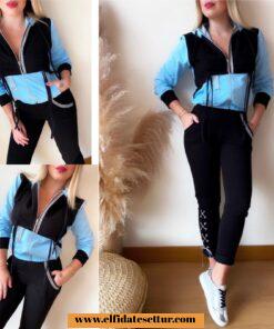 Kuşgözü detaylı eşofman takımı