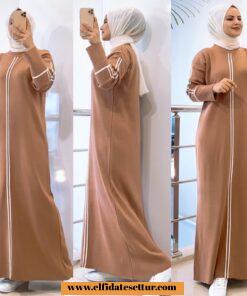 Çizgili triko elbise