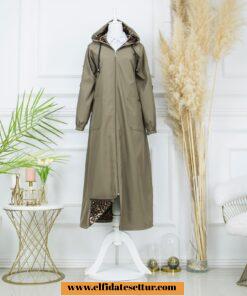 İçi leopar desenli bondit trenç