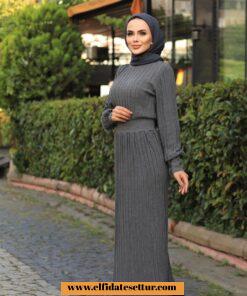 Desenli triko elbise