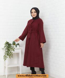 Gizli düğmeli kaşe kaban