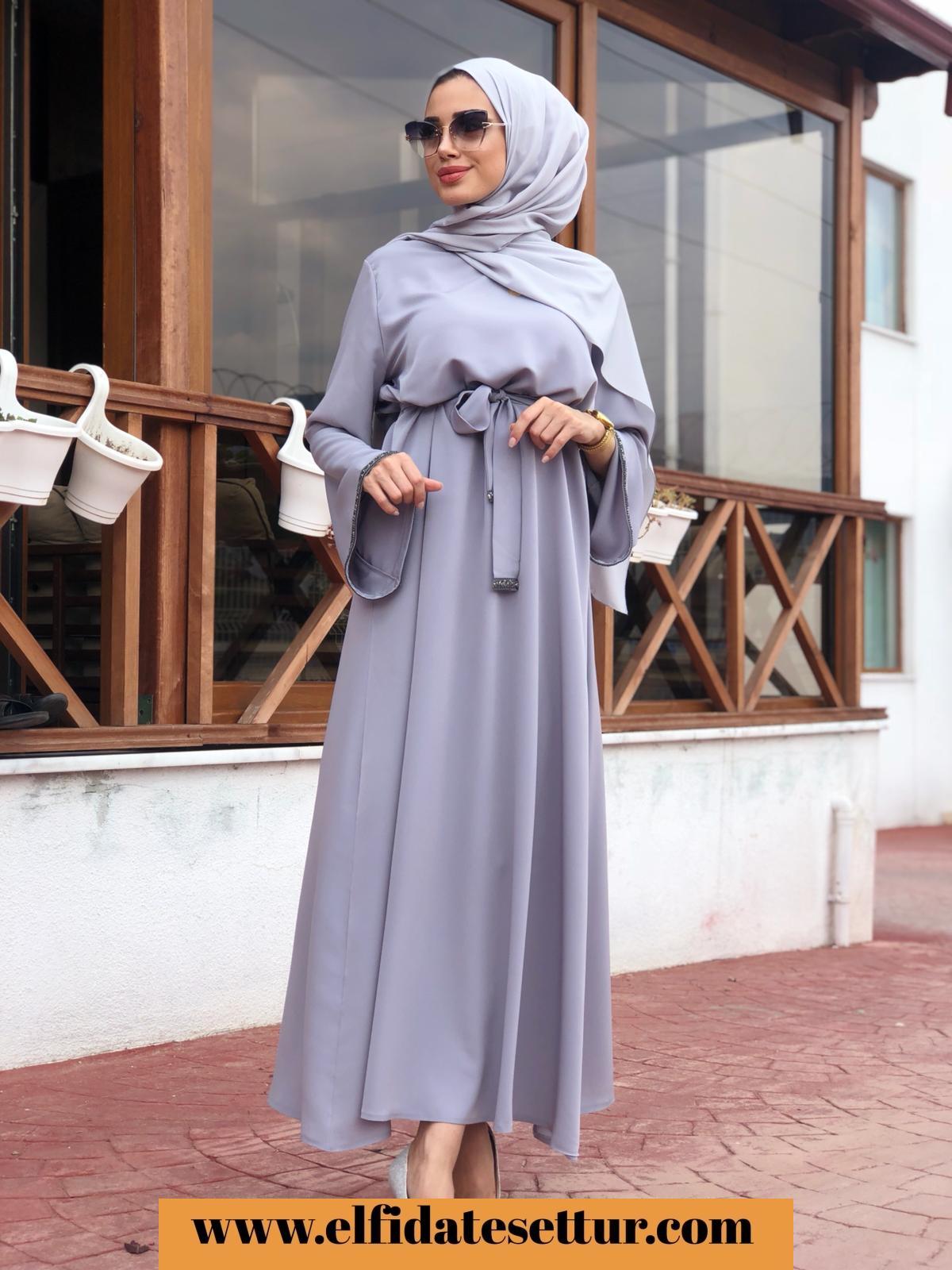 Kristal krep elbise - Görsel 4