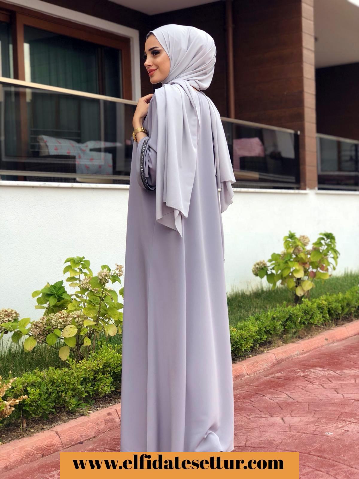 Kristal krep elbise - Görsel 3