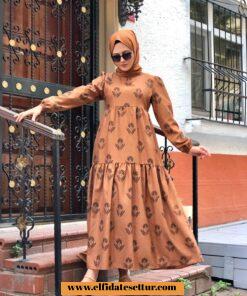 Poliviskon çiçek desenli elbise