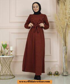 Kaşkorse fırfırlı elbise