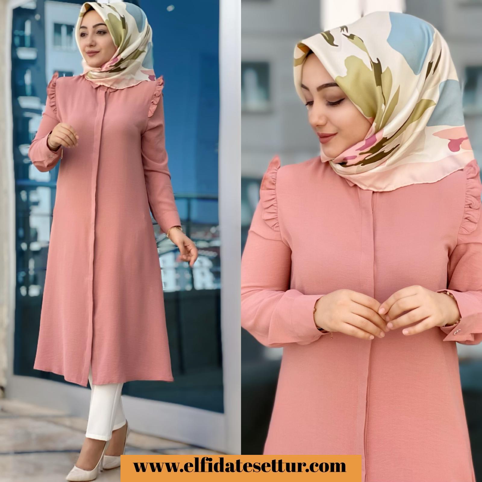 Büyük beden fırfırlı ayrobin tunik - Görsel 5