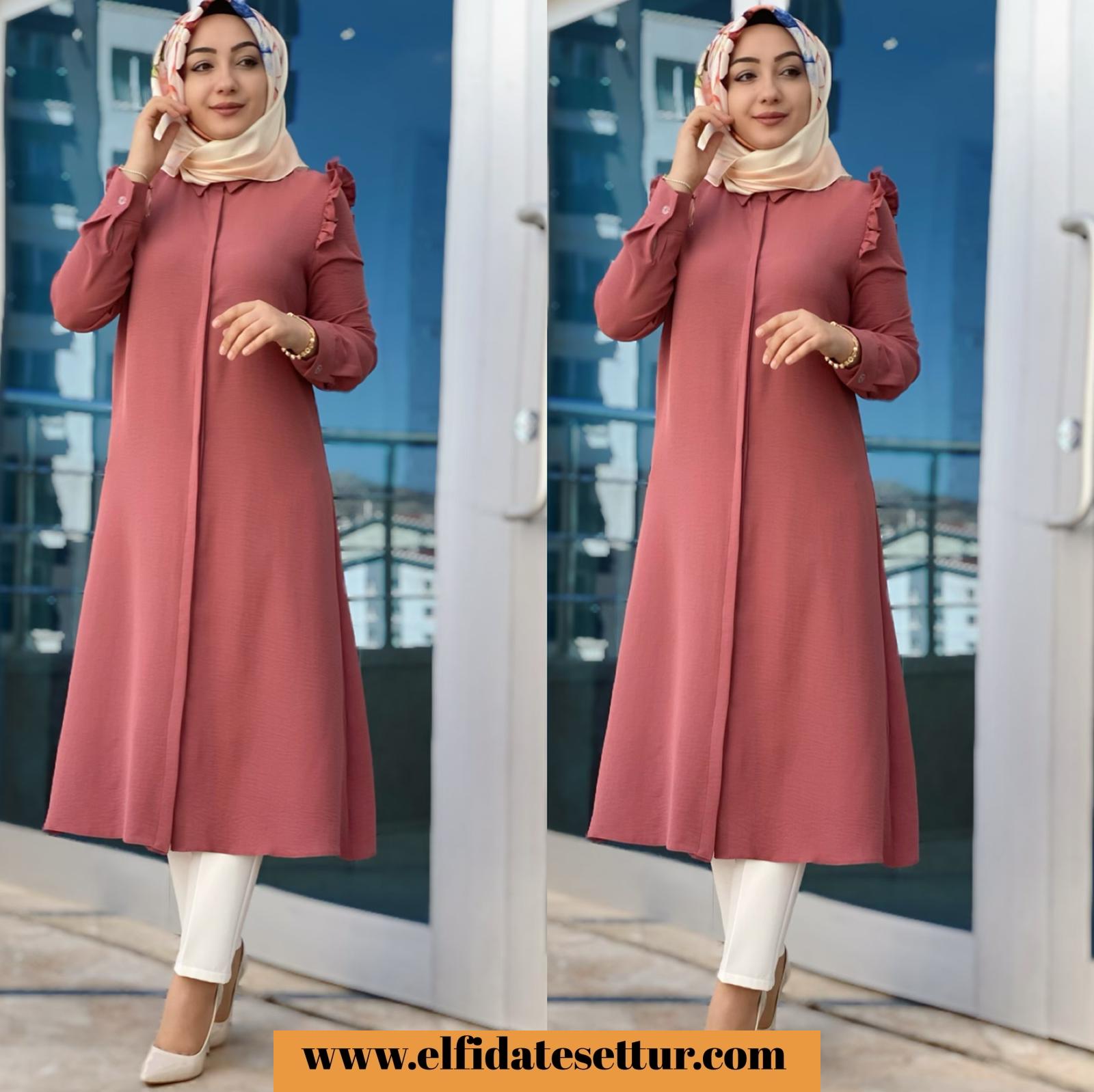 Büyük beden fırfırlı ayrobin tunik - Görsel 6