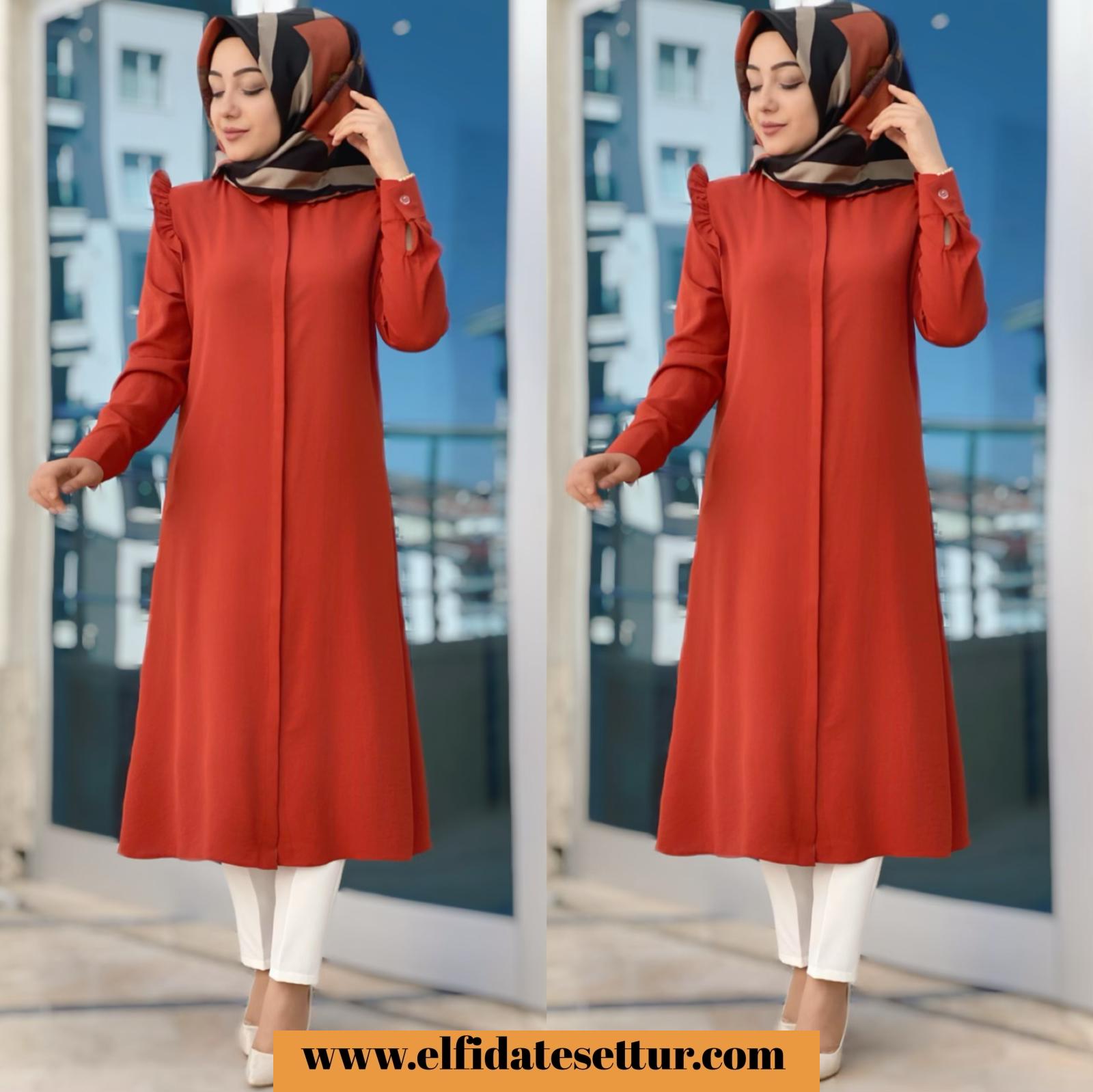 Büyük beden fırfırlı ayrobin tunik