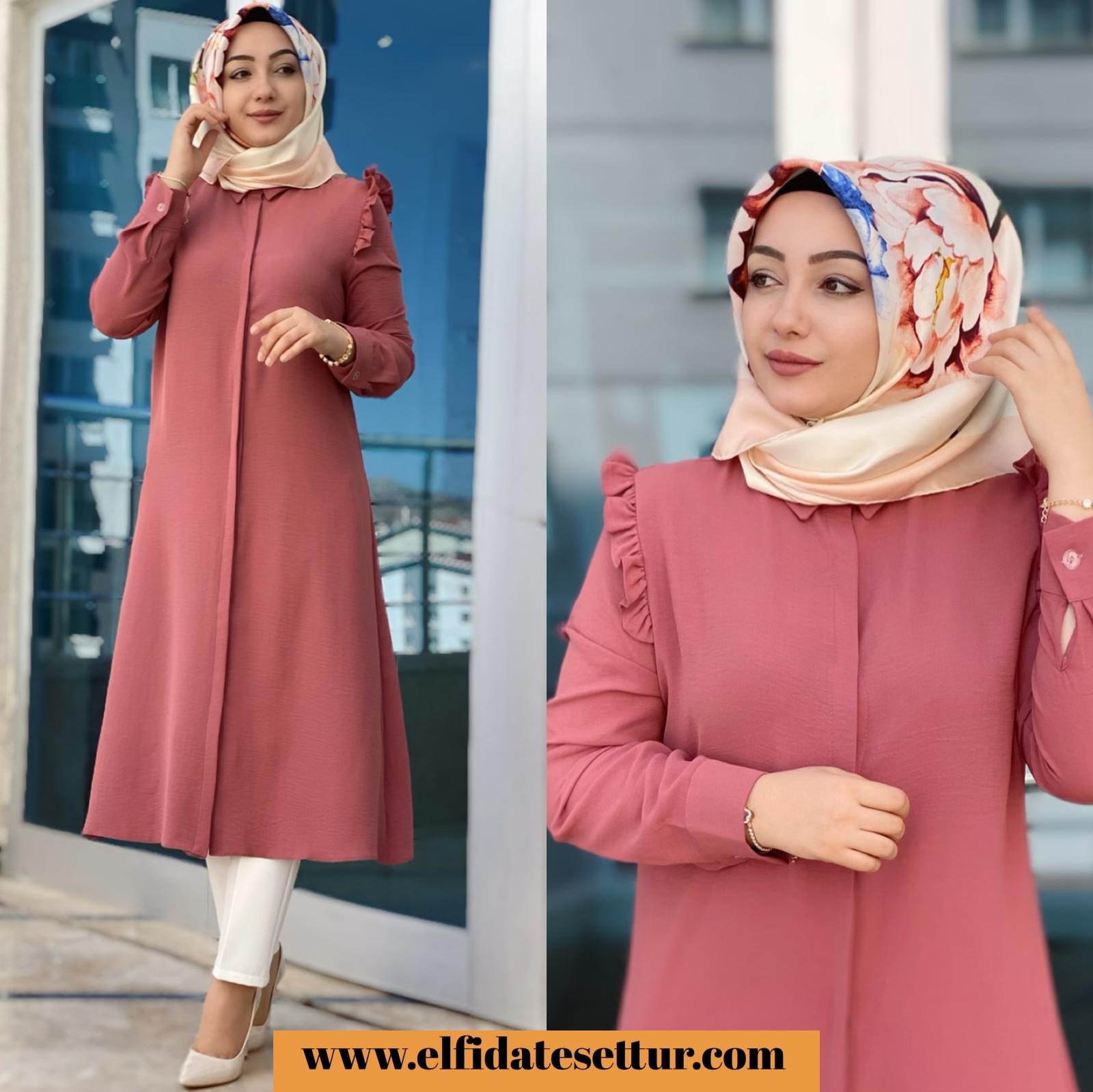 Büyük beden fırfırlı ayrobin tunik - Görsel 2