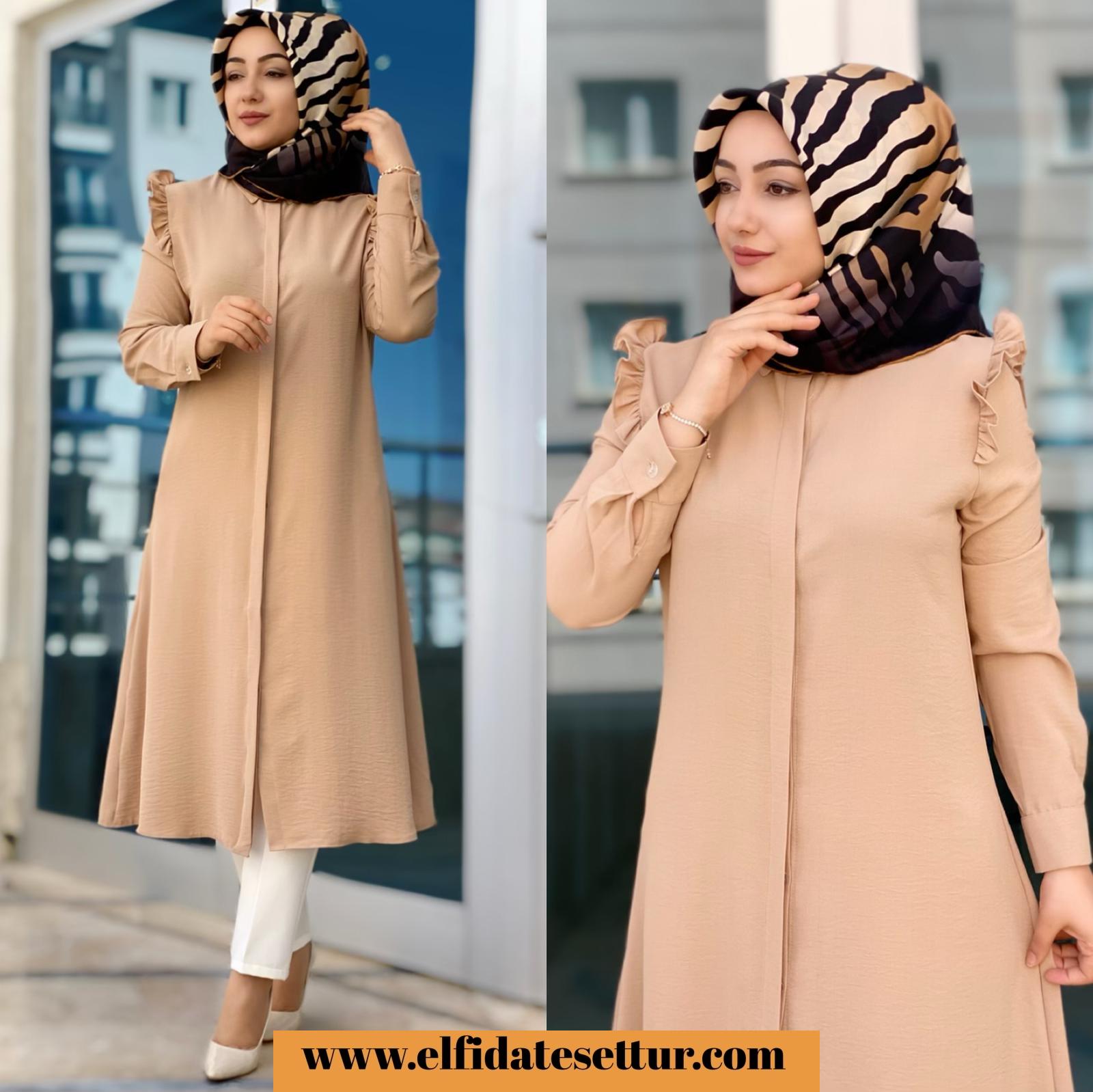 Büyük beden fırfırlı ayrobin tunik - Görsel 4