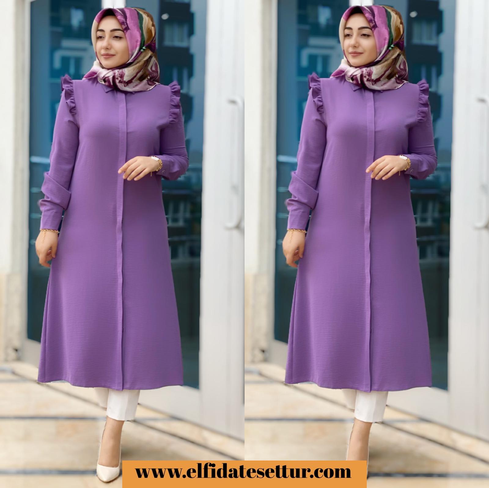 Büyük beden fırfırlı ayrobin tunik - Görsel 3