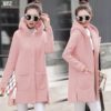 Peluş kapüşonlu kaşe mont - Görsel 6