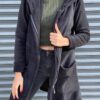Peluş kapüşonlu kaşe mont - Görsel 10