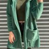 Peluş kapüşonlu kaşe mont - Görsel 15