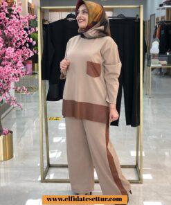 Şeritli pantolon takım