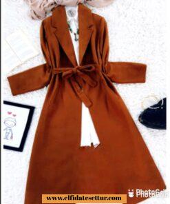 Kuşaklı kaşe kaban