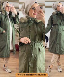 Gabardin kürklü mont