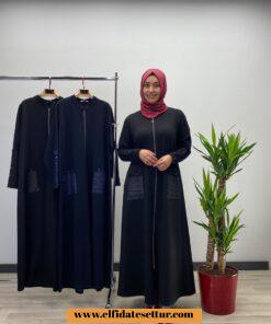 Büyük beden pul şeritli ferace