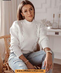 Ponponlu triko kazak