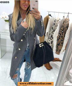 Düğmeli kaşe kaban